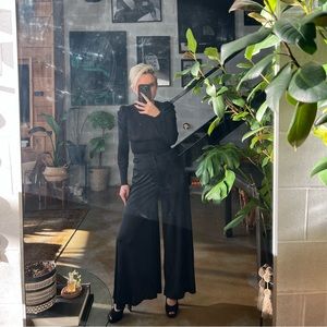 Vintage flowy black wide leg dress pants